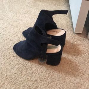 Navy blue open toed heel/wedge/boogie